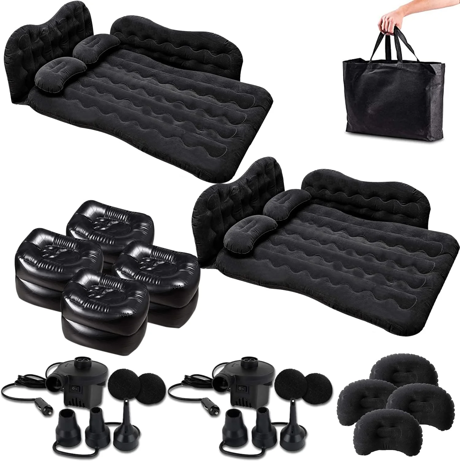 Bed For Car Inflatable Car Air Mattress Camping Bed Back Seat Mattress – Portable Travel Bed With Pillows – Travel Camping Sleeping Outdoor Bed – Universal Car Truck And RV… (Pack 2)