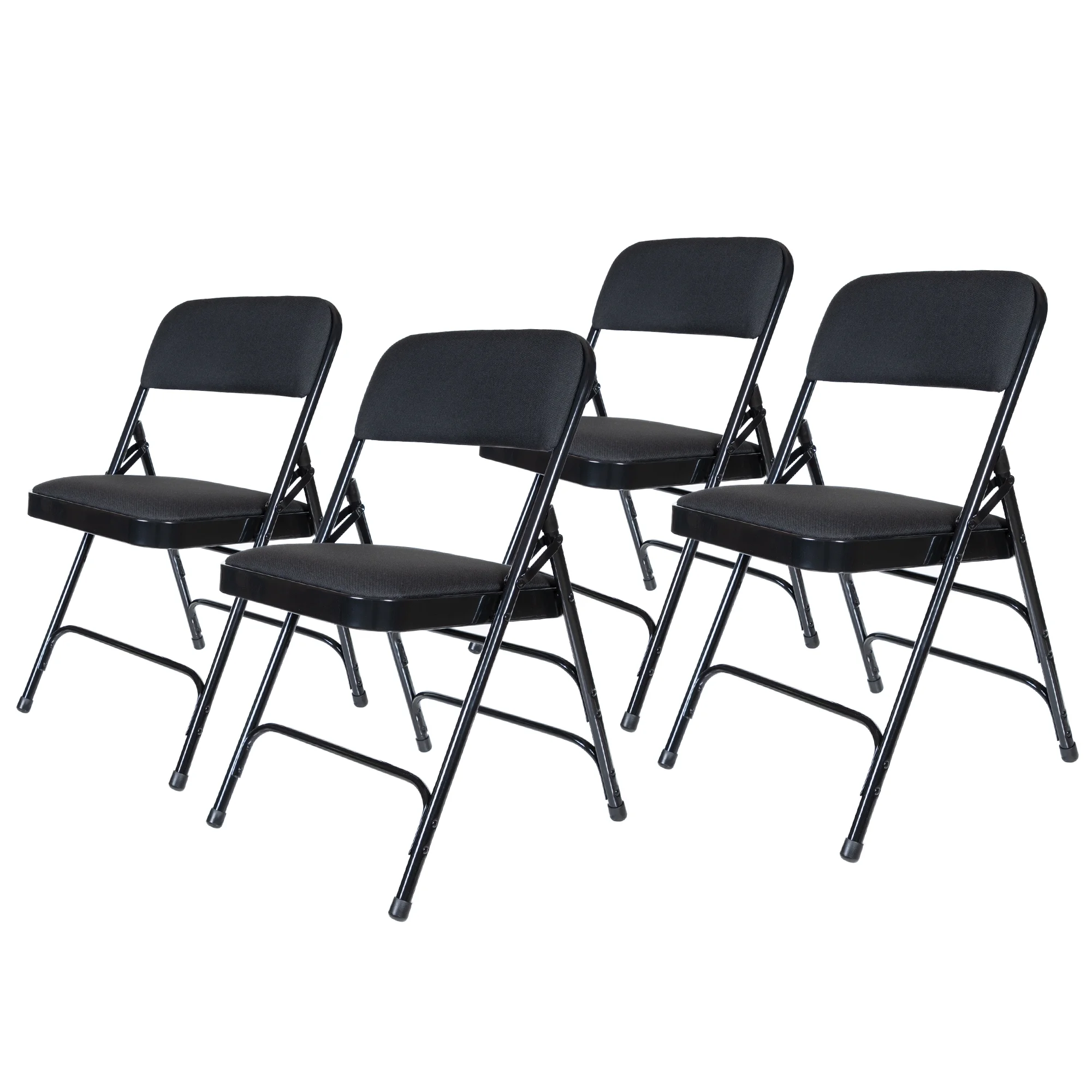 Hampden Furnishings Bernadine Collection Fabric Triple Brace Folding Chair, Black, Pack of 4