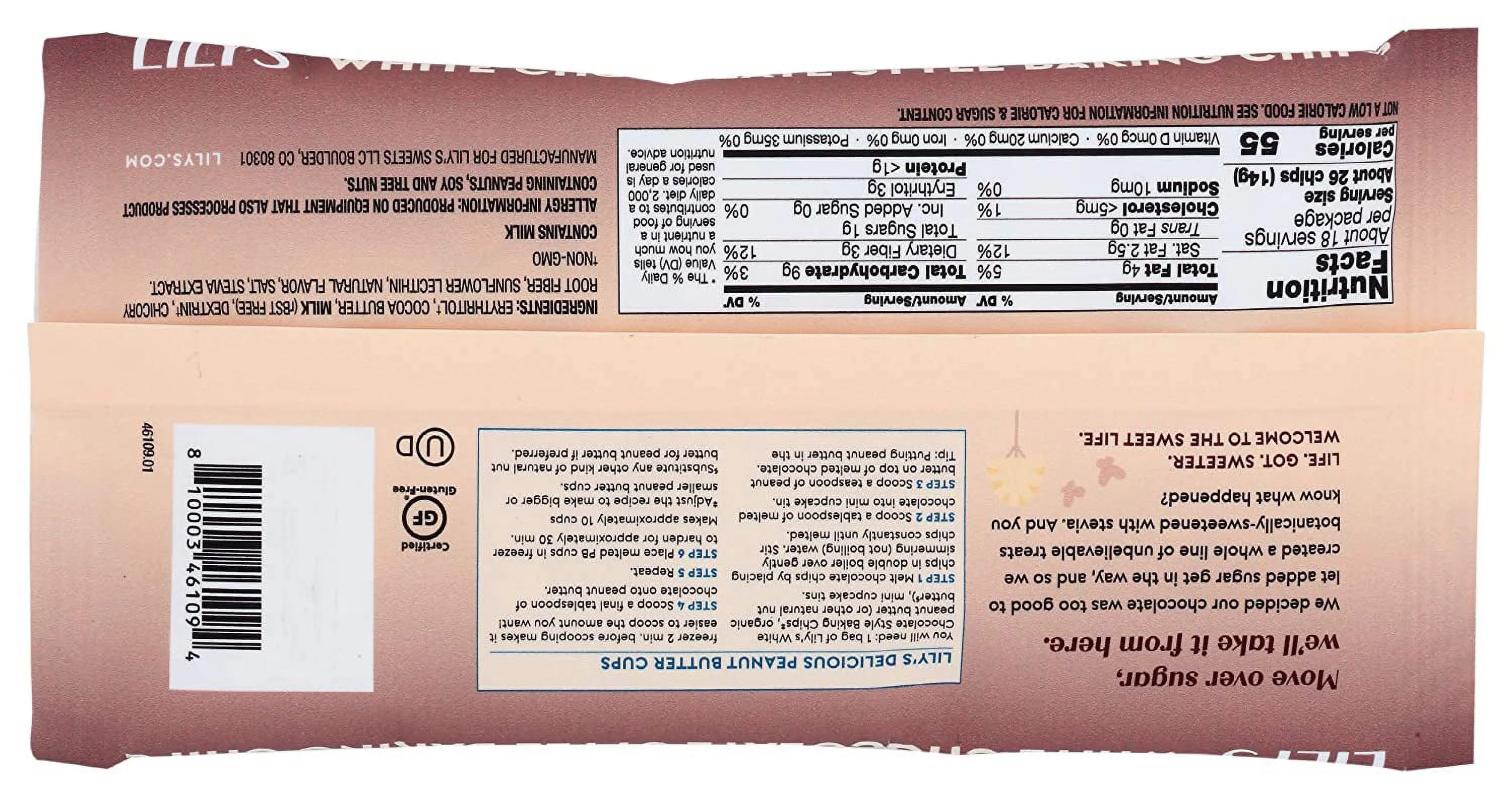 Lily's Baking Chips White Chocolate 9 oz Pack of 4