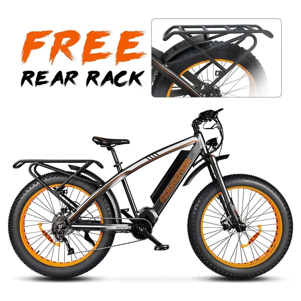 Addmotor Electric Mountain Bicycle with 48V 17.5Ah Battery, 1000W Electric Bike for Adults, 9-Speed Gears, 26 In. MTB, M-5600 Orange