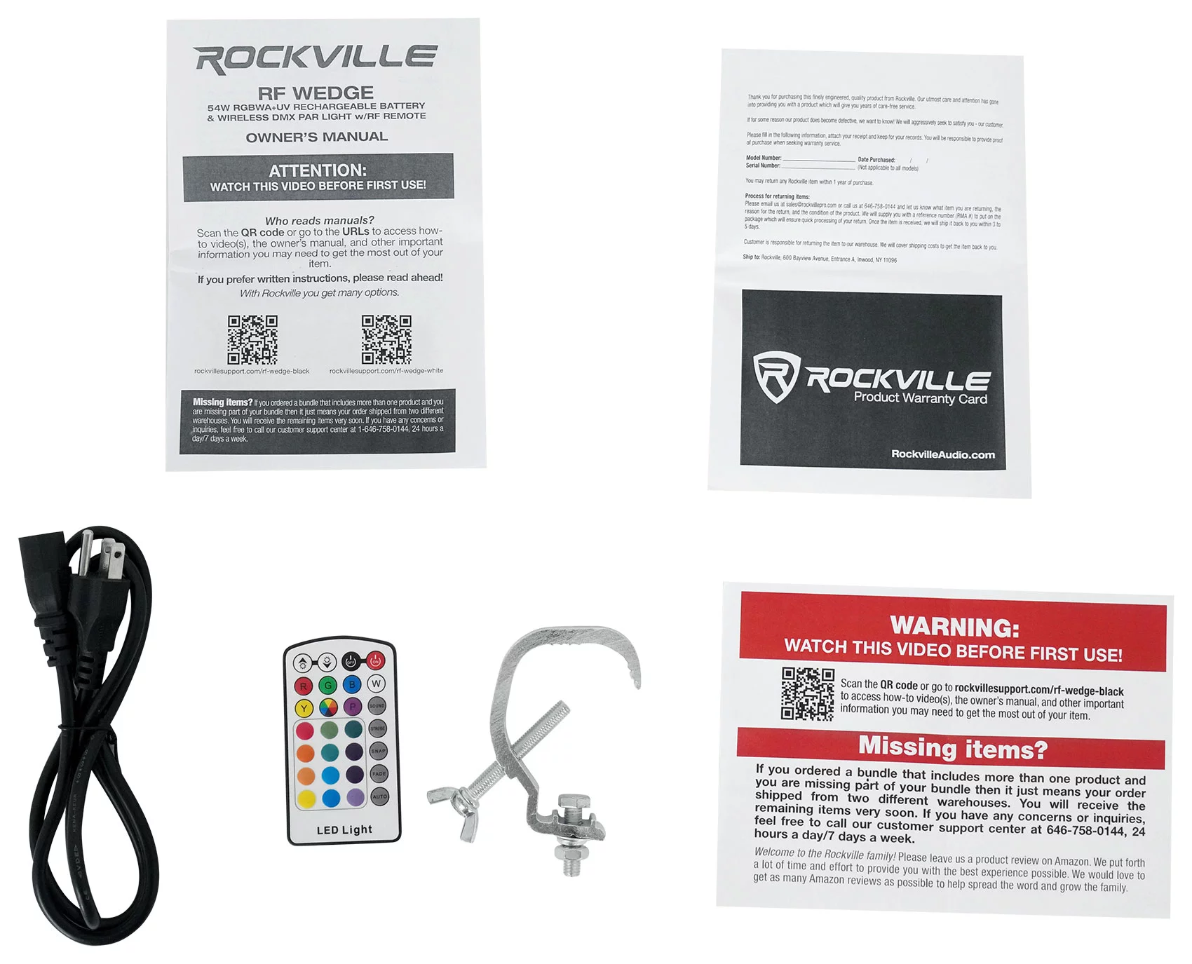 5 Rockville RF WEDGE WHITE RGBWA+UV Battery Wireless DMX DJ Up Lights+RF Remotes