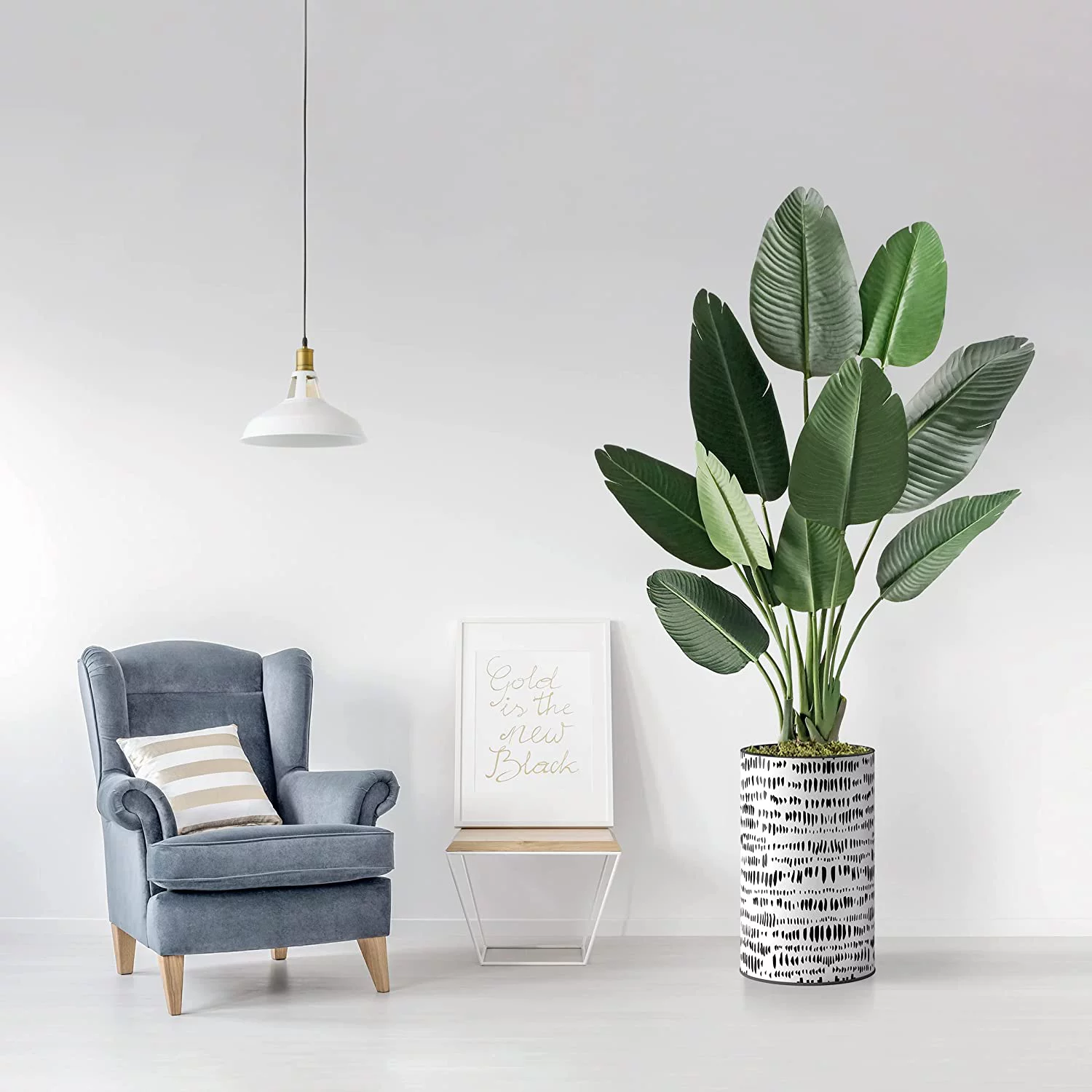 Artificial Tree in Contemporary Planter, Fake Bird of Paradise Silk Tree for Indoor and Outdoor Home Decoration - 58