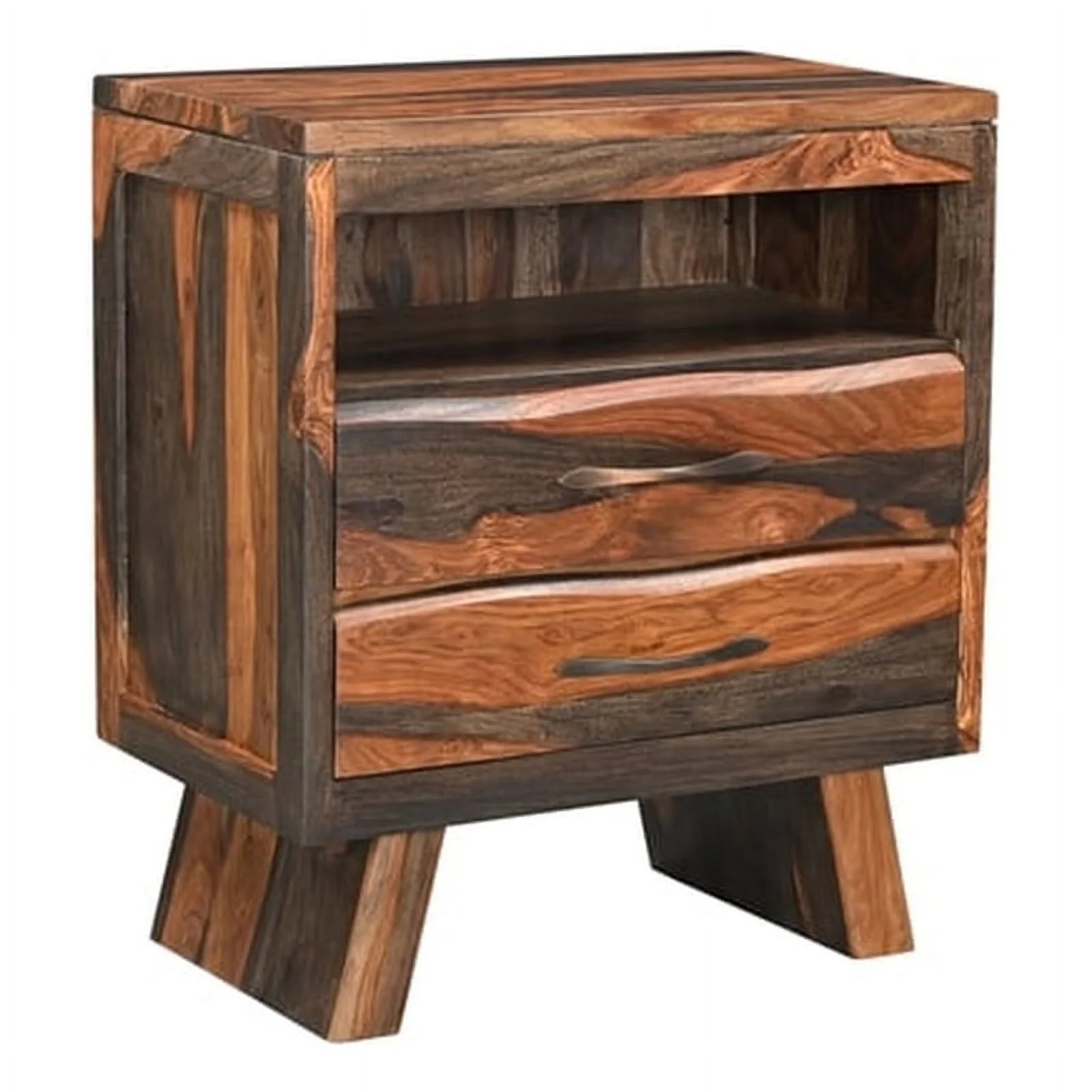 Taran Designs Warren 2-drawer Live Edge Solid Wood Nightstand in Dark Brown