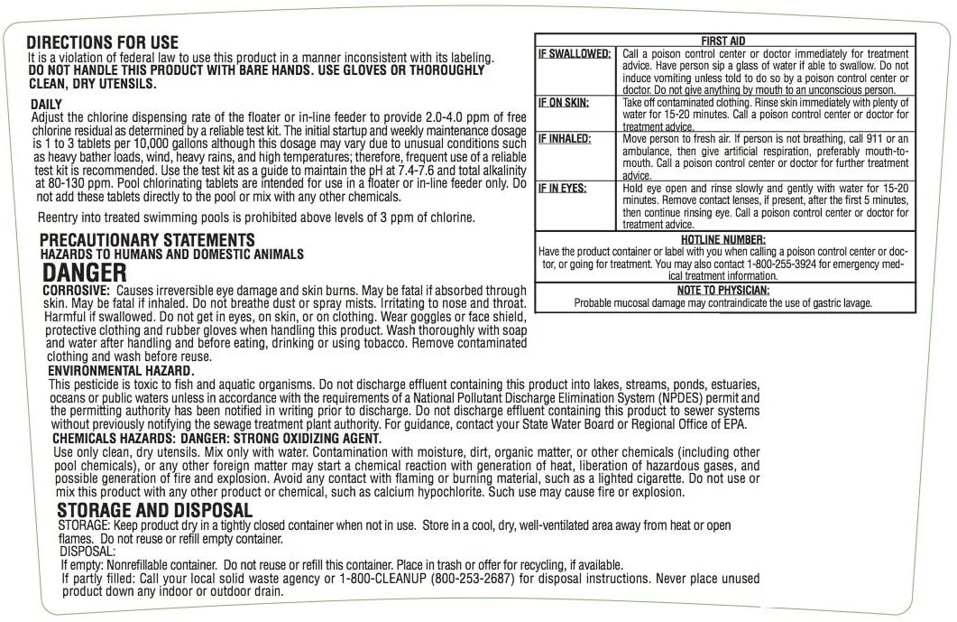 Pool Mate 1-1404 Jumbo 3-Inch Swimming Pool Chlorine Tablets, 4-Pounds