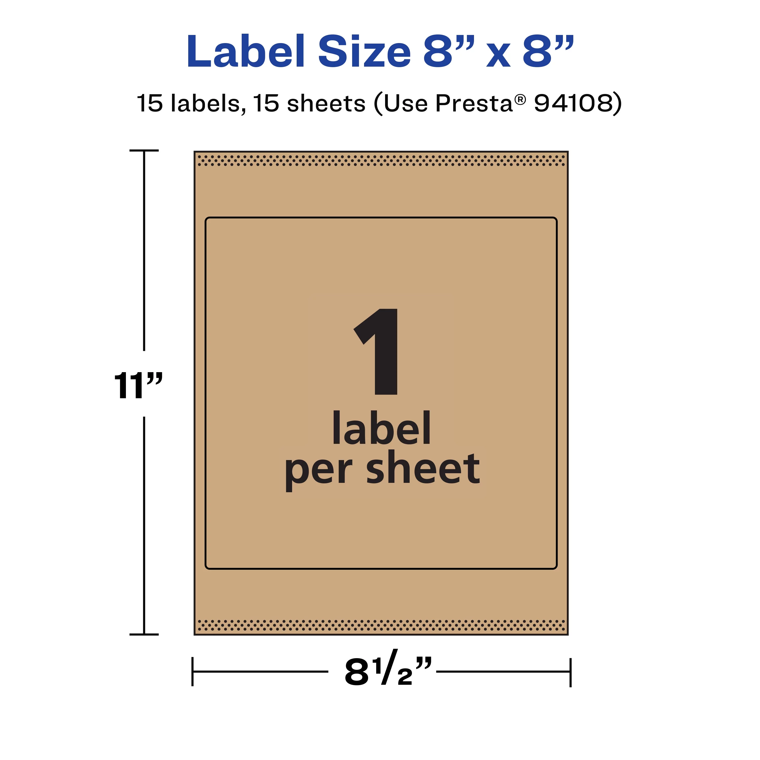 Avery Kraft Brown Square Labels, 8