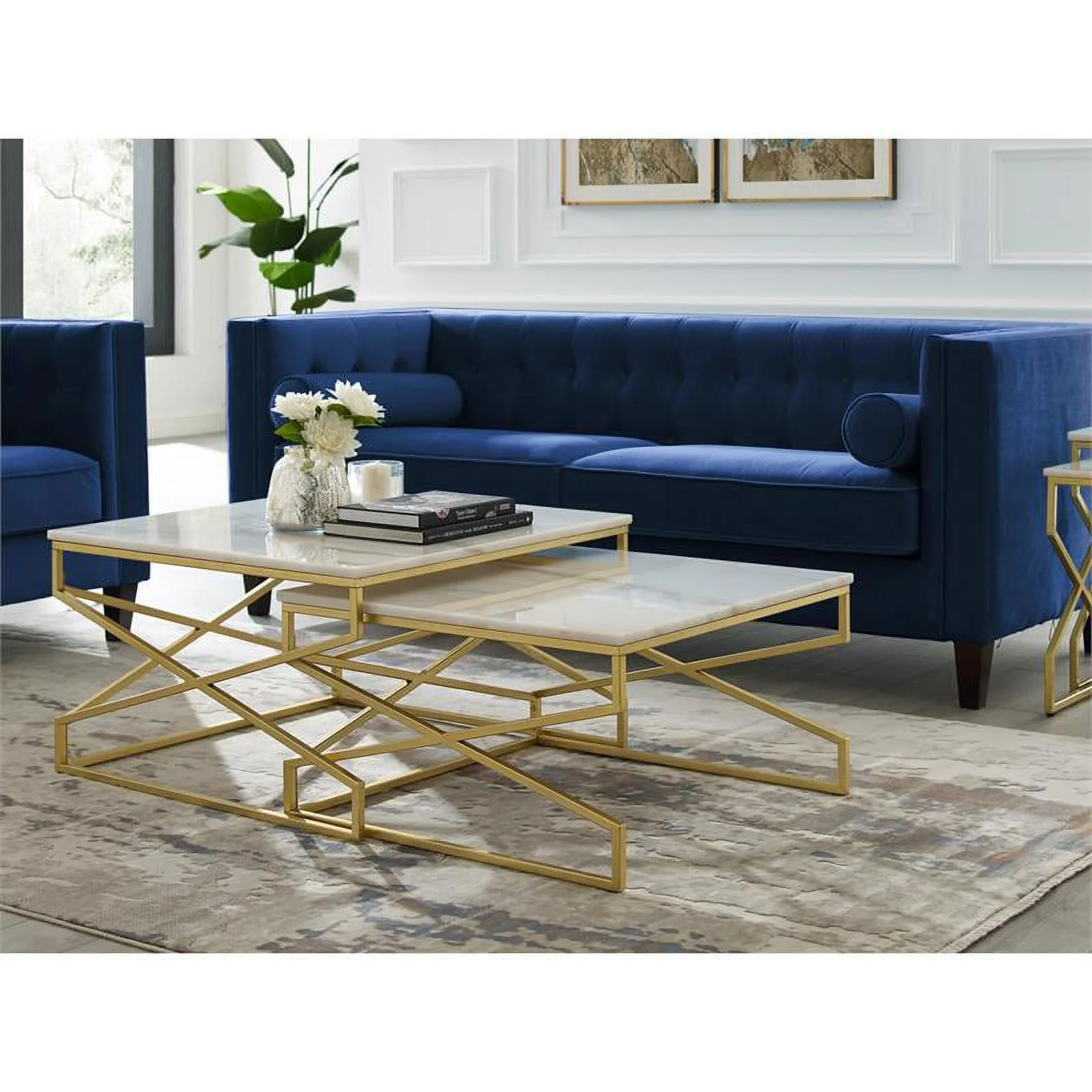 Posh Living CT132-24WG-UE Navarro Coffee Table, Gold