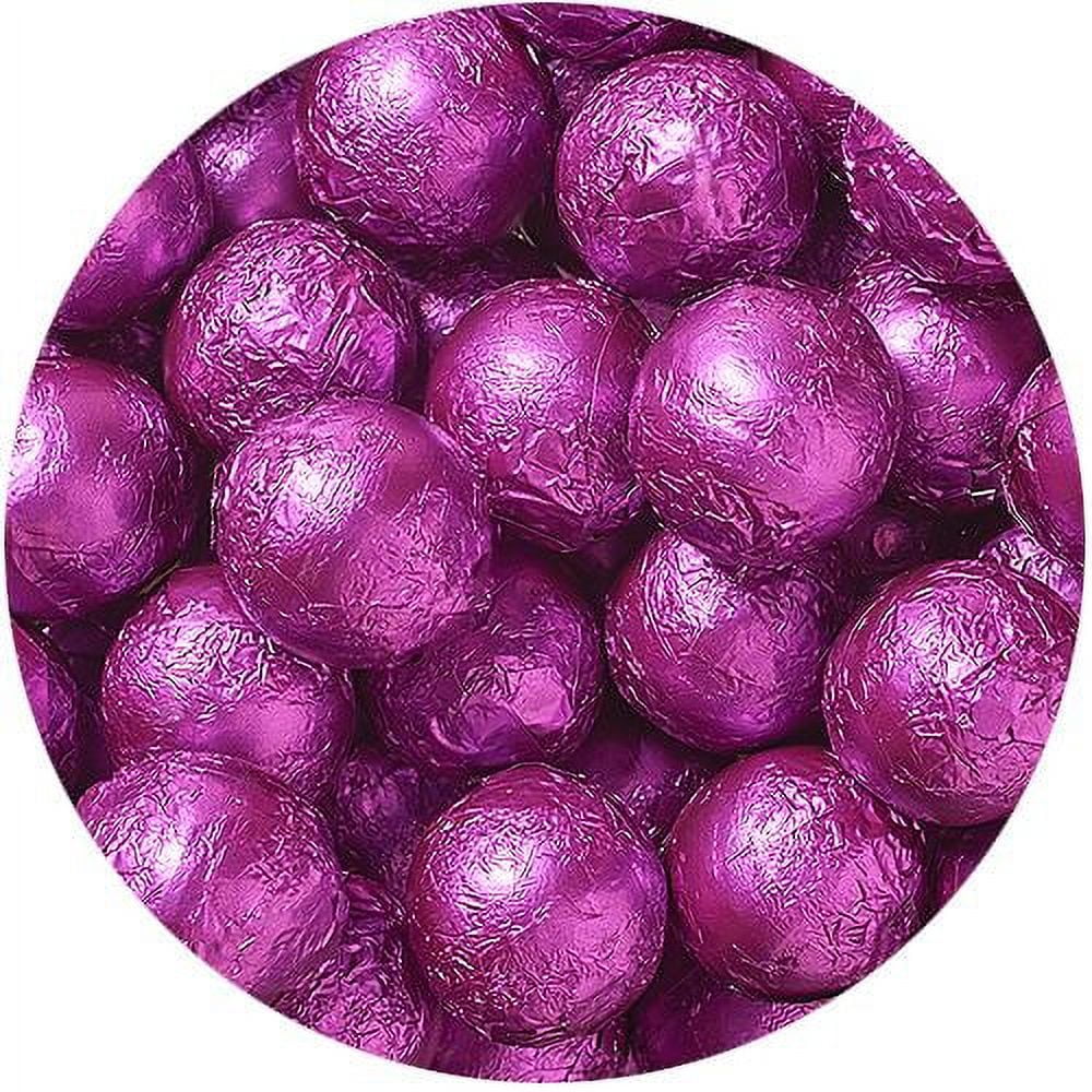 Purple Foiled Solid Milk Chocolate Balls - 2 LB Bulk Bag