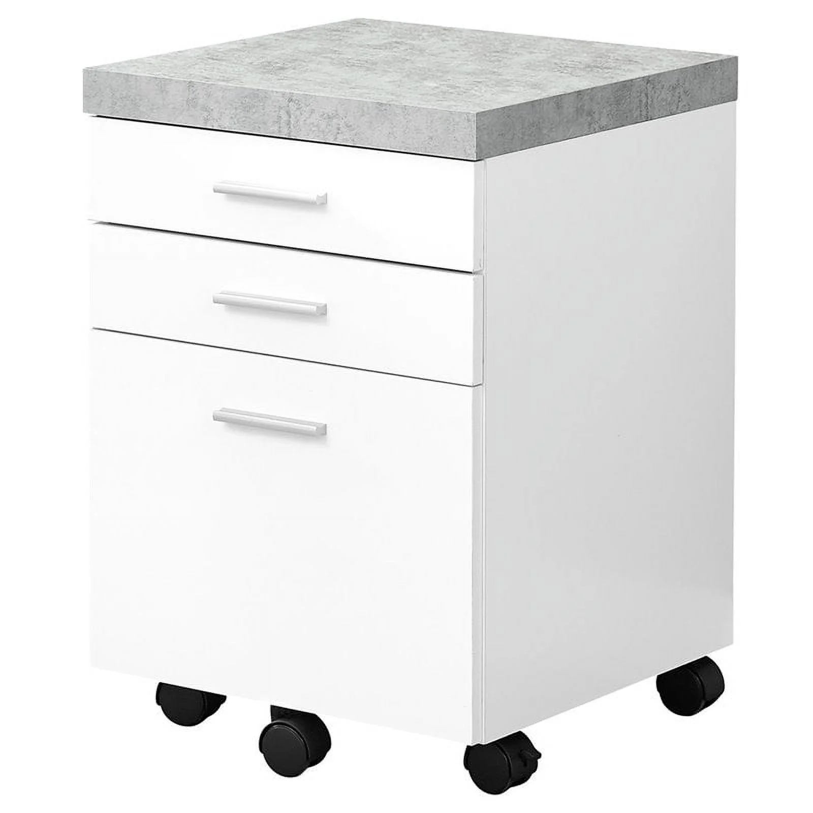Home Square 3 Drawer File Cabinet Set in White and Gray Cement (Set of 2)