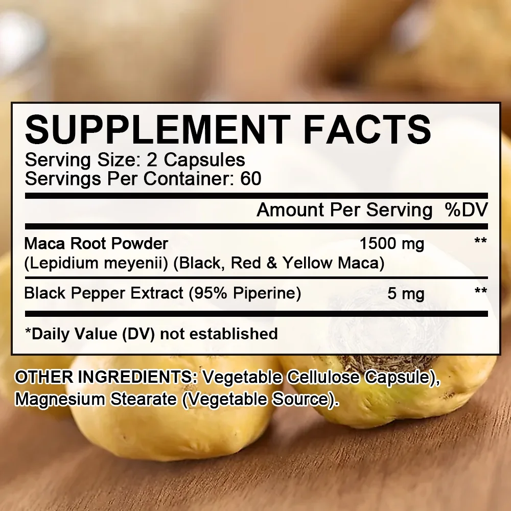 Bunkell Maca Root Capsules - Increase energy and stamina, improve mood 120 capsules