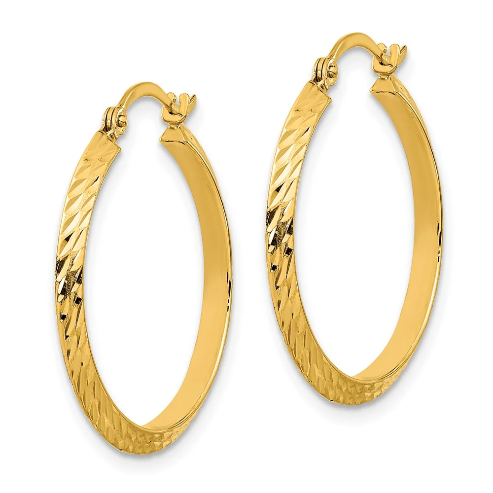 Primal Gold 14 Karat Yellow Gold Polished Diamond-cut Hoop Earrings