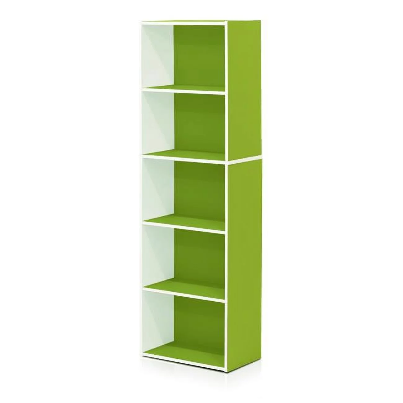 Furinno 11055WH-GR 5-Tier Reversible Open Shelf Bookcase - White & Green