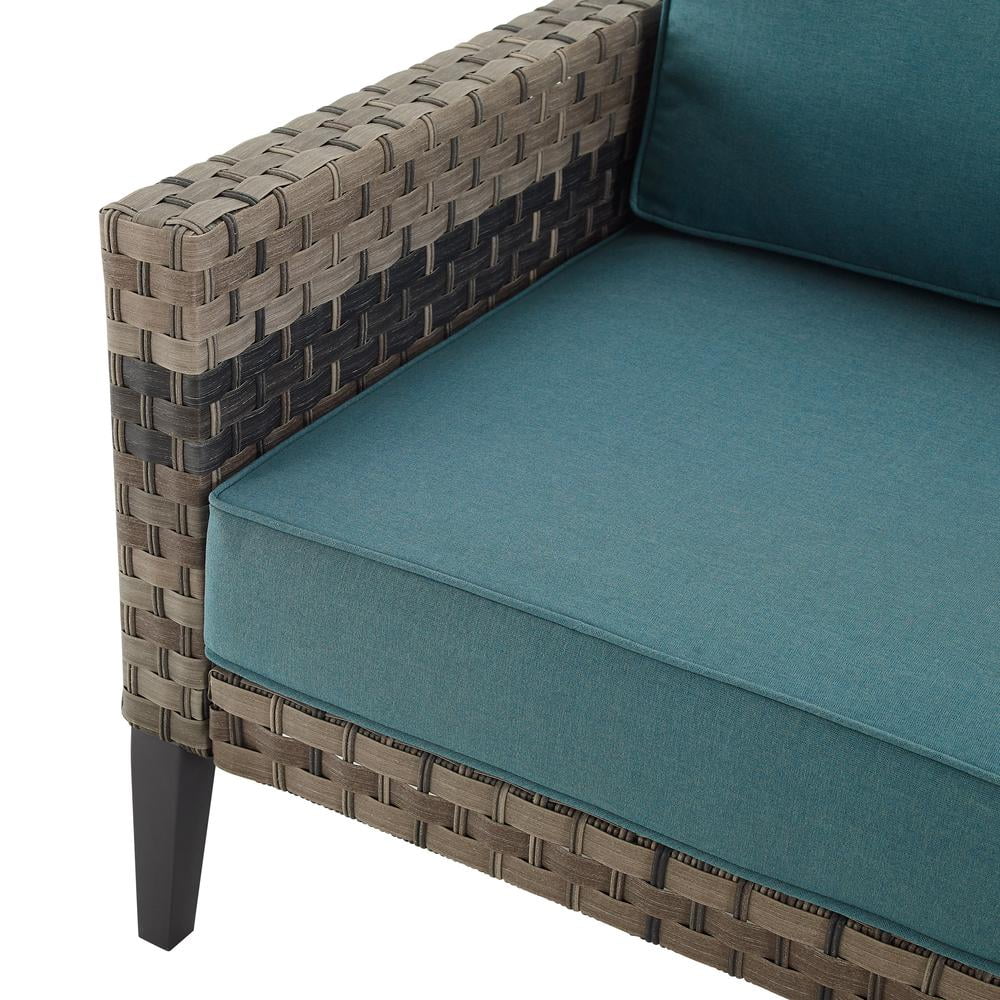 Crosley Furniture Prescott 2-PC Wicker Patio Arm Chair Set in Mineral Blue/Brown