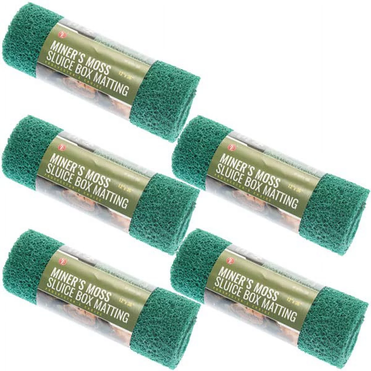 5 Pack Green Miner's Moss 12X36x10mm Sluice Box Matting, Gold Panning