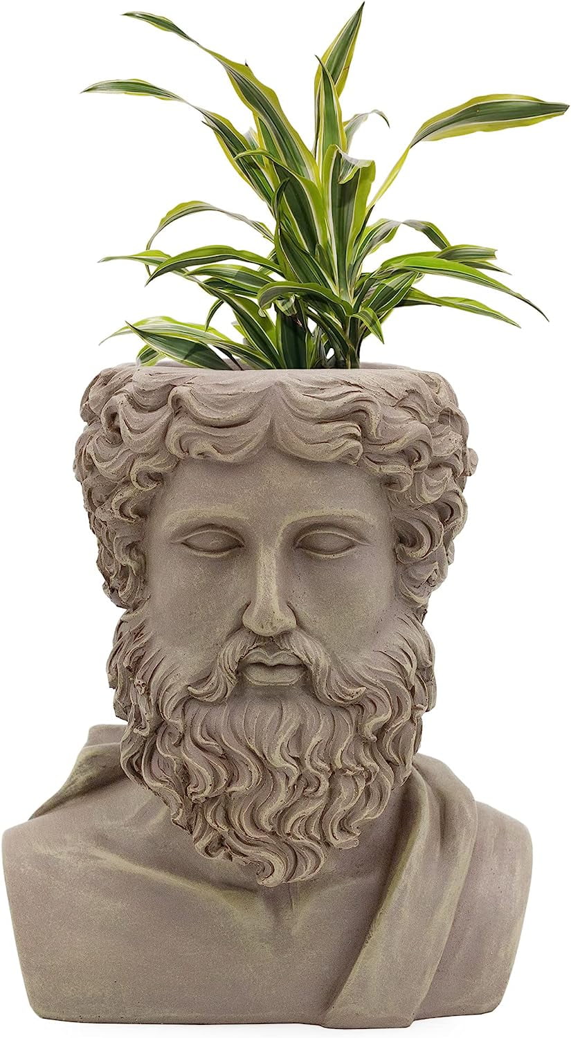 Greek God Zeus Planter (Large Size); Garden Decor Statue Head Planter