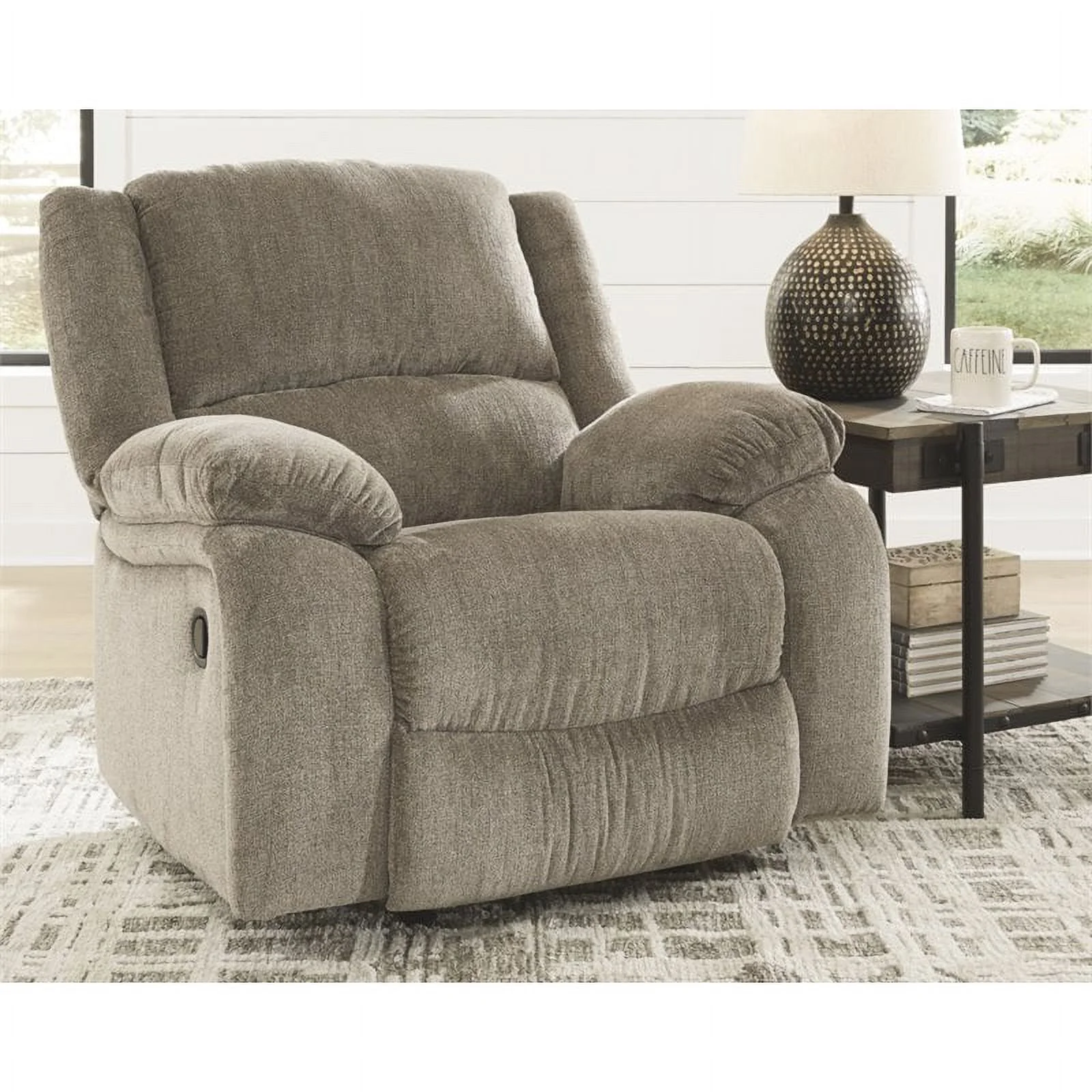 Bowery Hill Contemporary Fabric Rocker Recliner in Pewter Gray
