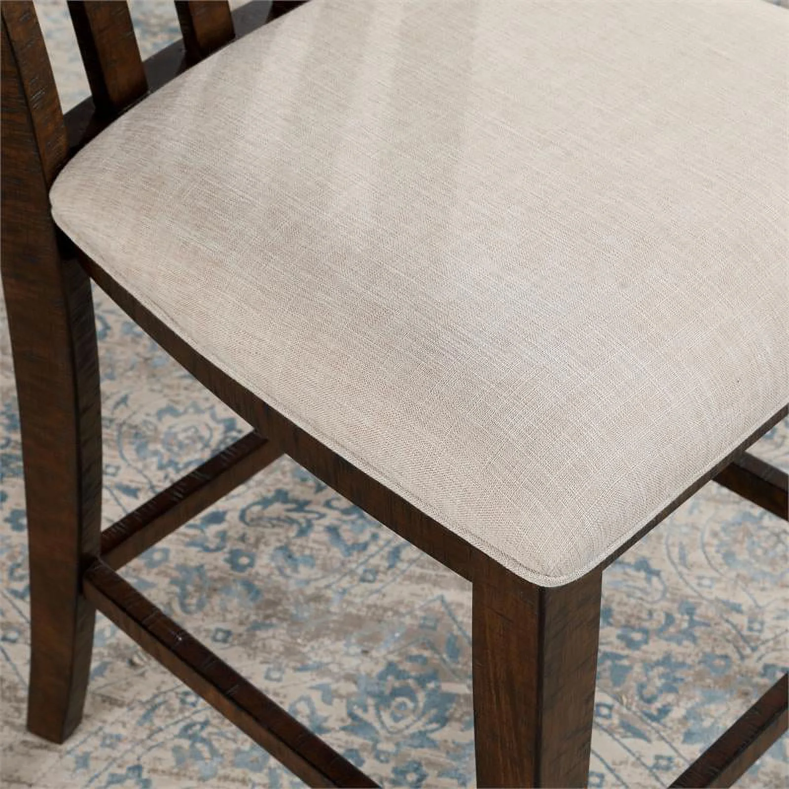 Furniture of America Ena Rustic Solid Wood 7-Piece Counter Dining Set in Oak