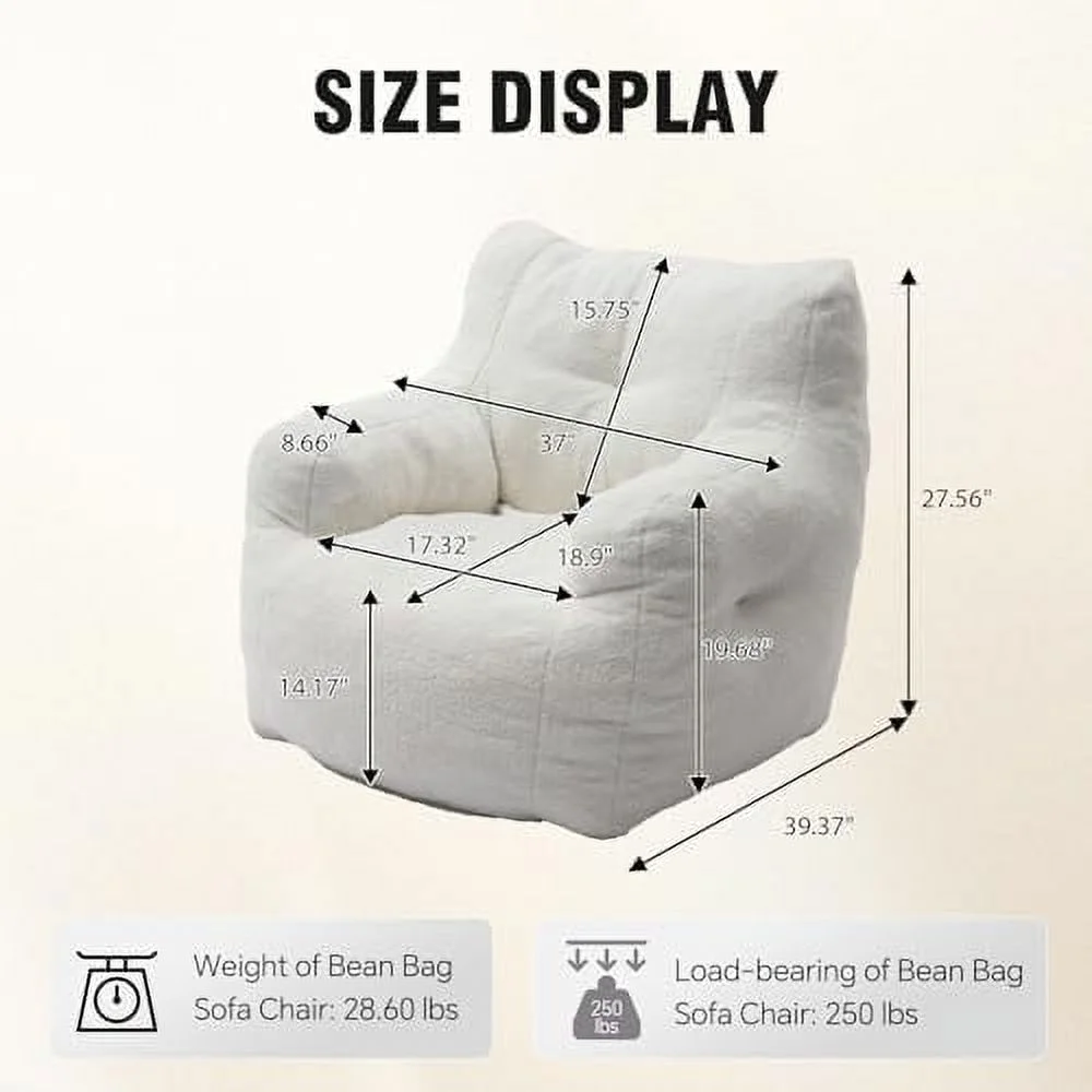 TJCGDTY Bean Bag Chair  Ultra Soft Teddy Fabric Bean Bag Chair with Filler  Lazy Sofa Beanbag Chairs for Adults    Teens  Modern Accent Comfy Leisure Sofa Chair for Bedroom  Living Room(I