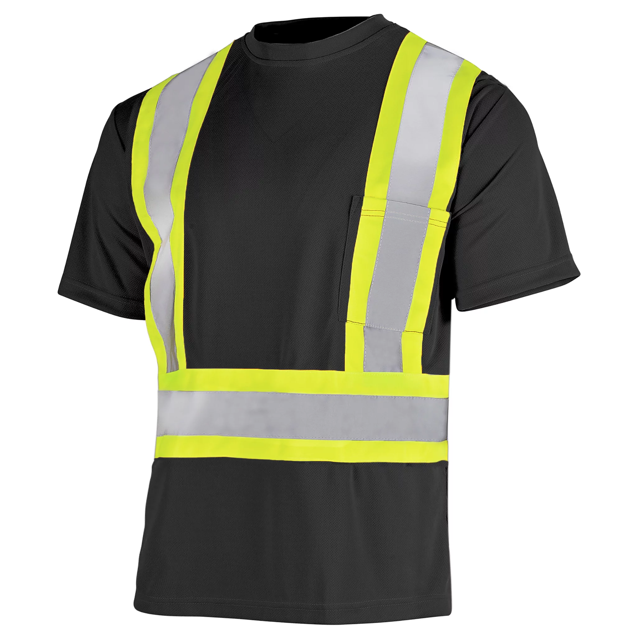 JORESTECH Hi-Vis Short Sleeve Safety Shirt, Two-Toned (Black, S)