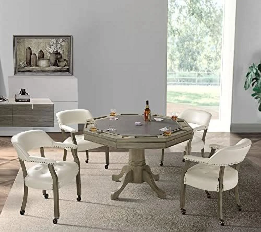 GVJMTKP Dining Chair with Casters  Kitchen Table Chair with Caster & Arms  Roller Poker Table Chairs with Wheels  Wood Captains Game Table Rolling Chairs(Cherry&Purplish Blue 1533