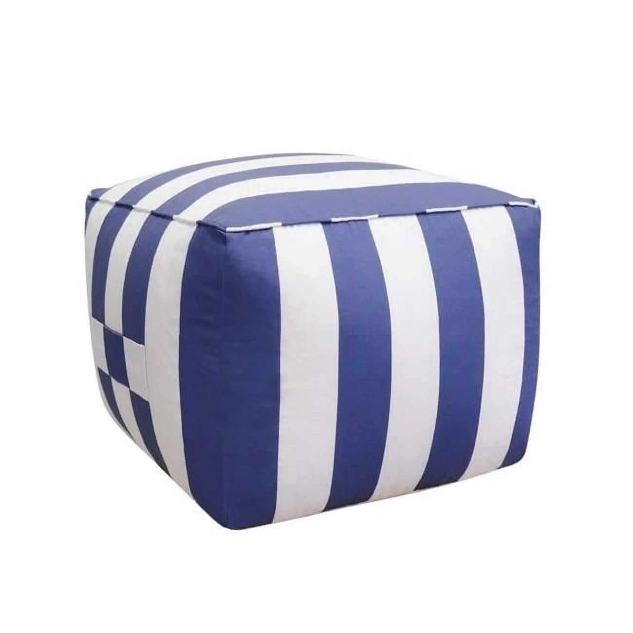 Pasargad Home Galaxy Poly Striped Pouf White Blue