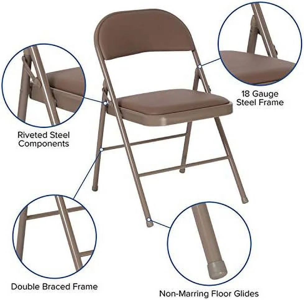 NLTBONNIE 4 Pack Double Braced Beige Vinyl