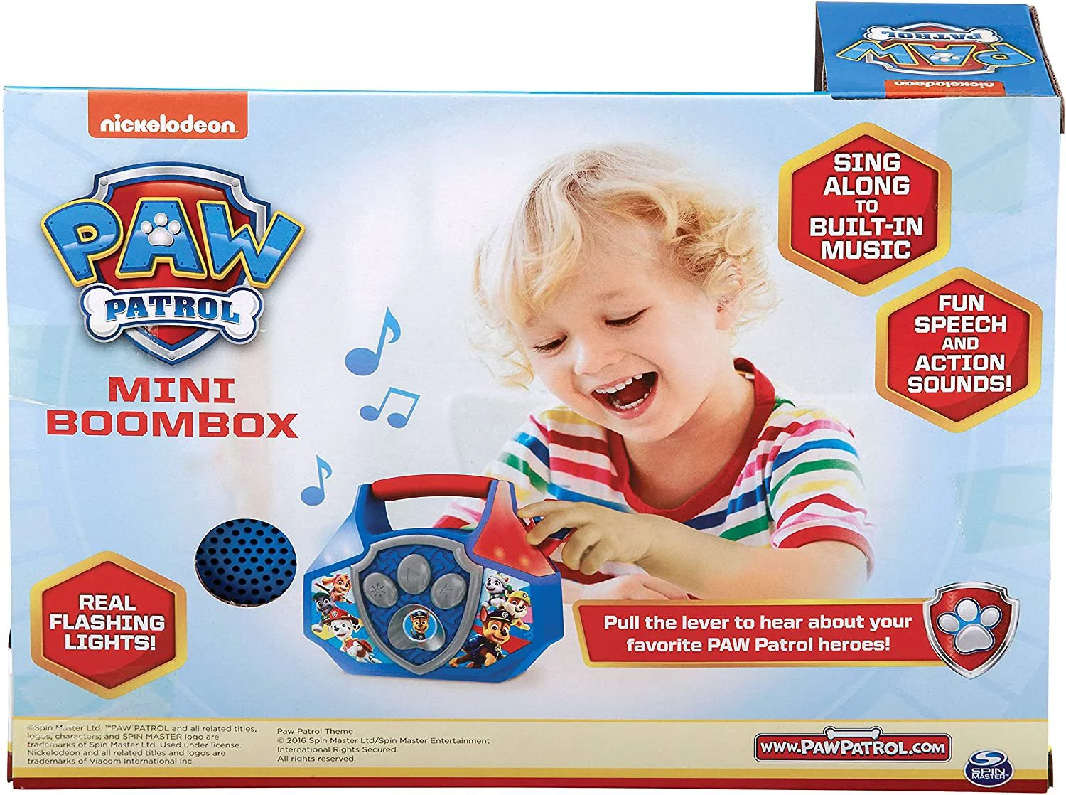 eKids Paw Patrol Toy Mini Boom Box with Built-in Music, Flashing Lights & Sound Effects
