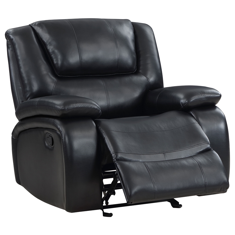 Pemberly Row Faux Leather Upholstered Glider Recliner Chair Black