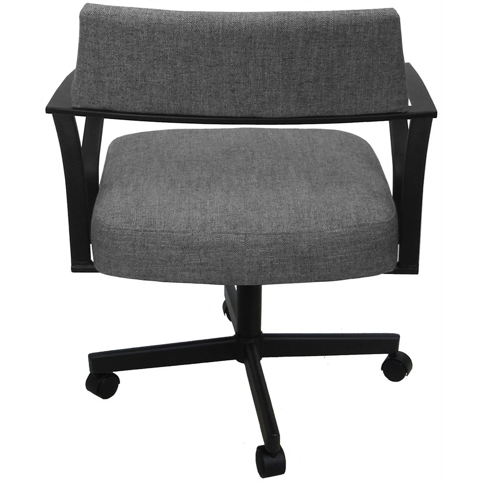Carolina Swivel Tilt Metal Dining Caster Chair - Gray fabric - Black frame