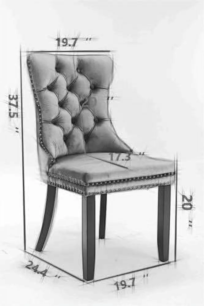 JYHOME Linen Dining Chairs   Upholstered High-end Tufted Dining Room Chair with Wood Legs Nailhead Trim for Kitchen (2-Pcs Set  Gray)