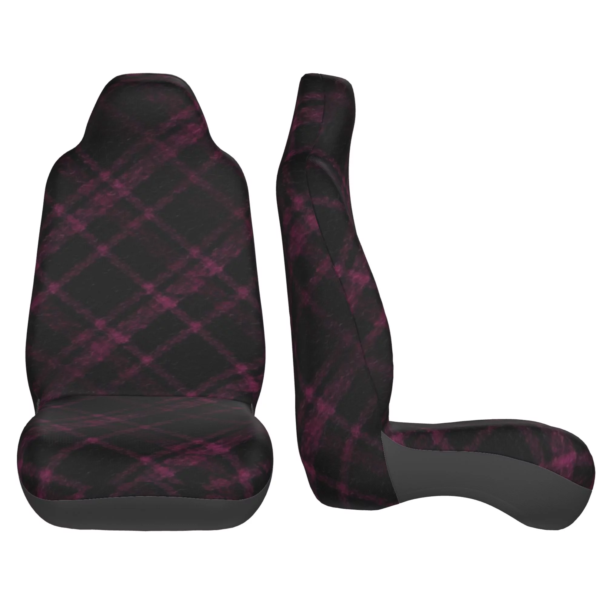 Easy to Install Car Universal Seat Cover, Classic Plaid Four Seasons Universal Front Seat Cover, 2-Piece