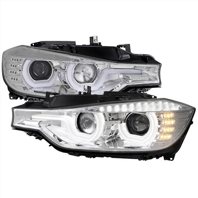Chrome Housing F30 Projector Headlight with Clear Lens for 2012-2015 BMW 3-Series