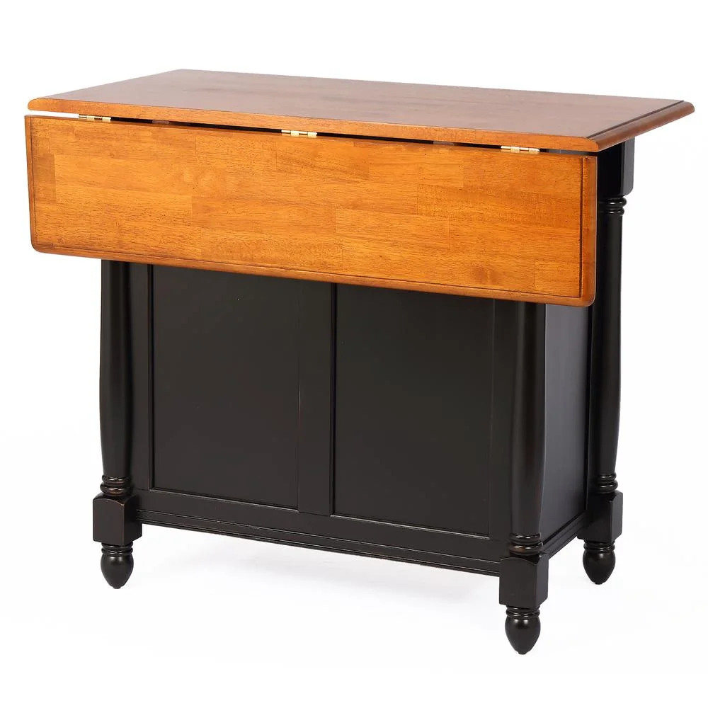 Sunset Trading Black Cherry Selections 3-Piece Wood Kitchen Island Set in Black