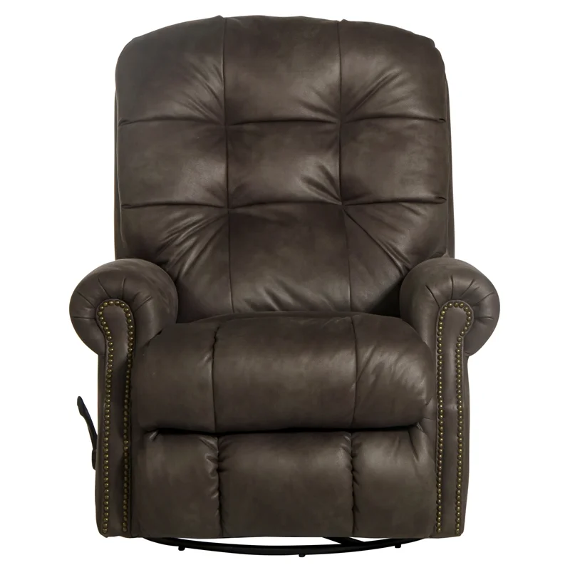 Bowery Hill Modern Swivel Glider Recliner in Gray Polyester Fabric