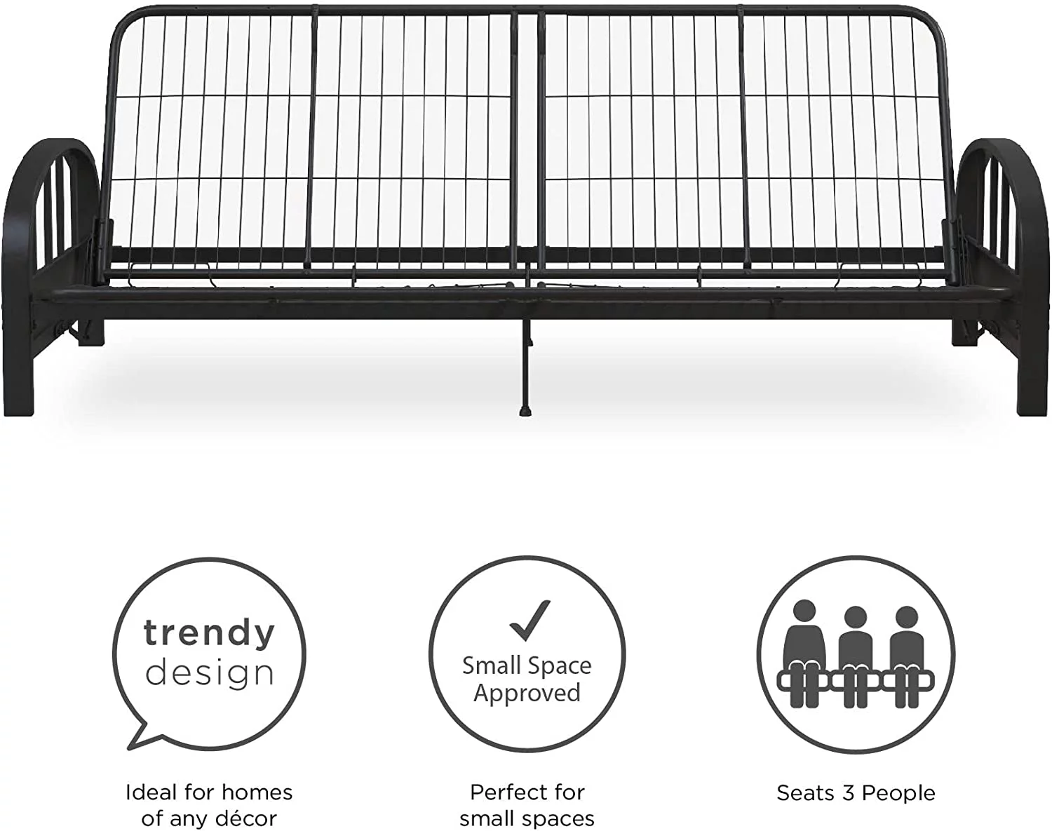 YILAN Aiden Metal Futon Frame, Black Large