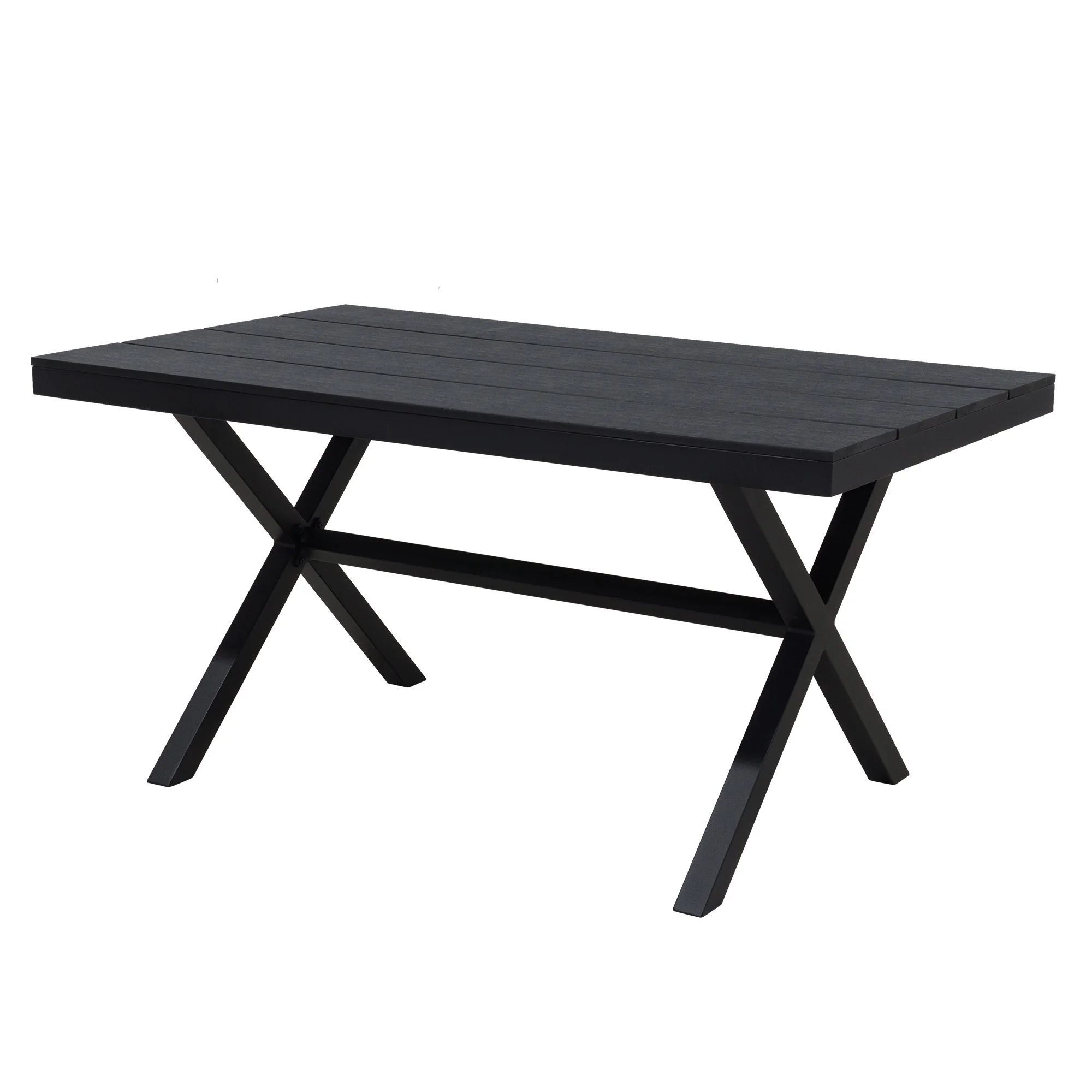 Mondawe Aluminum 59 inch Outdoor Imitation Wood Grain Table, Can Accommodate 4-6 People