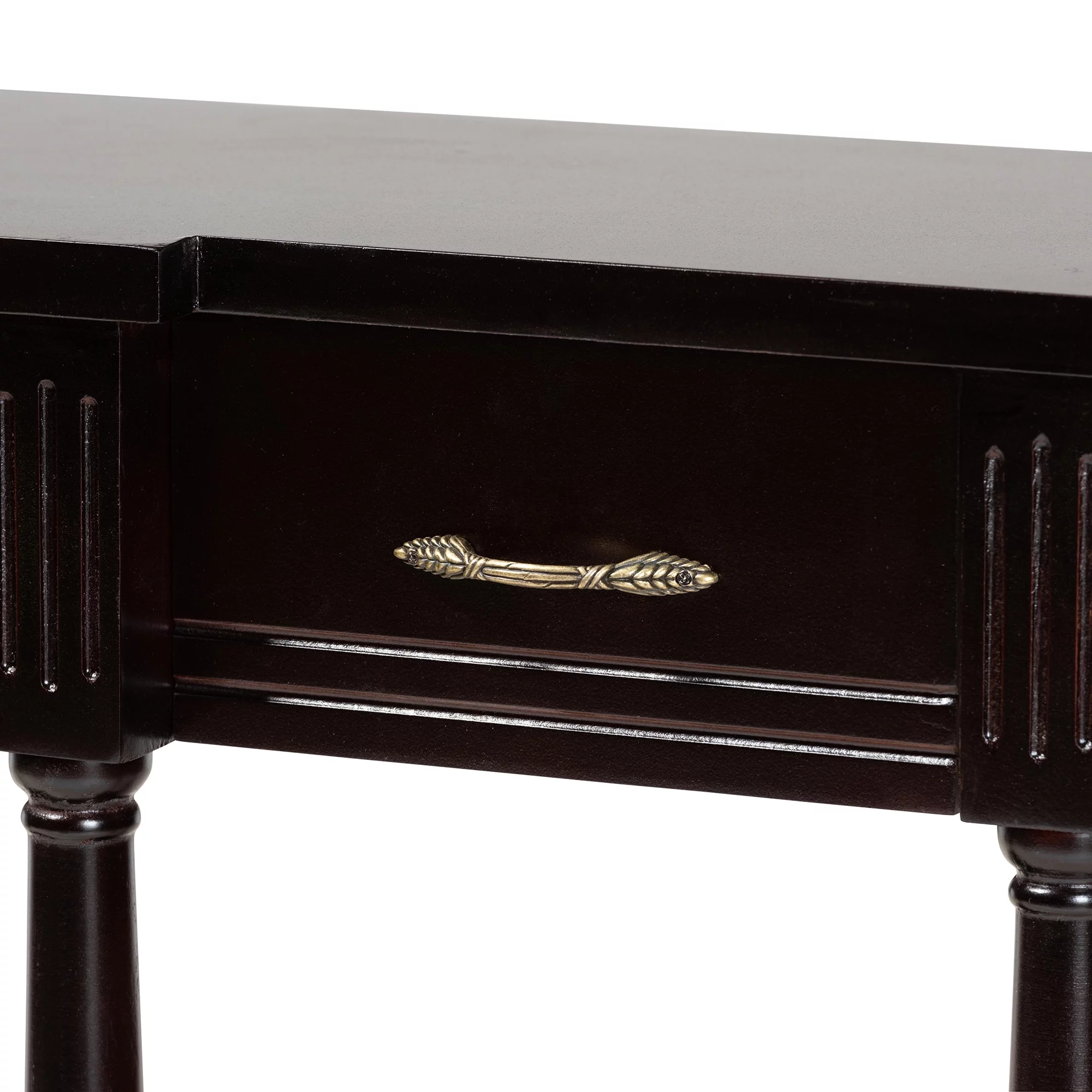 Baxton Studio Hallan Traditional Wood 3 Drawer Console Table, Dark Brown
