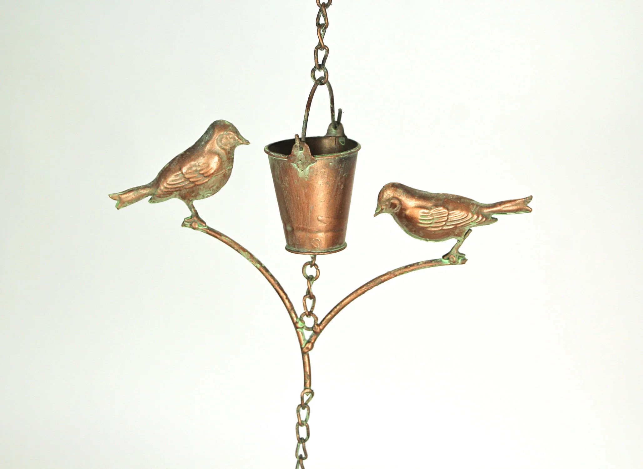 Mayrich 78 inch Aged Copper Metal Rain Chain Bird Patio Decor Garden Accent