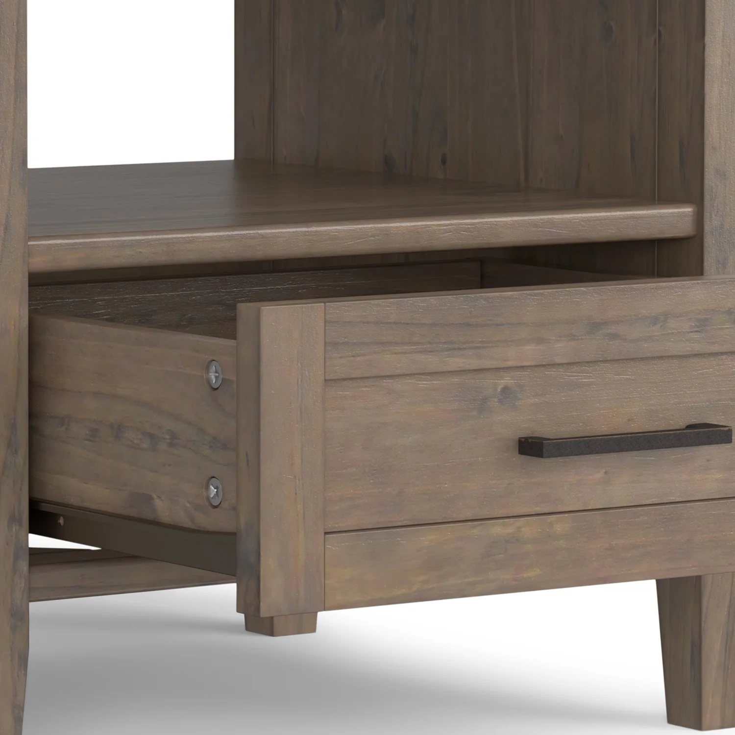 Simpli home Ela SOLID WOOD 20 inch Wide Rectangle Transitional End Table in Smoky Brown