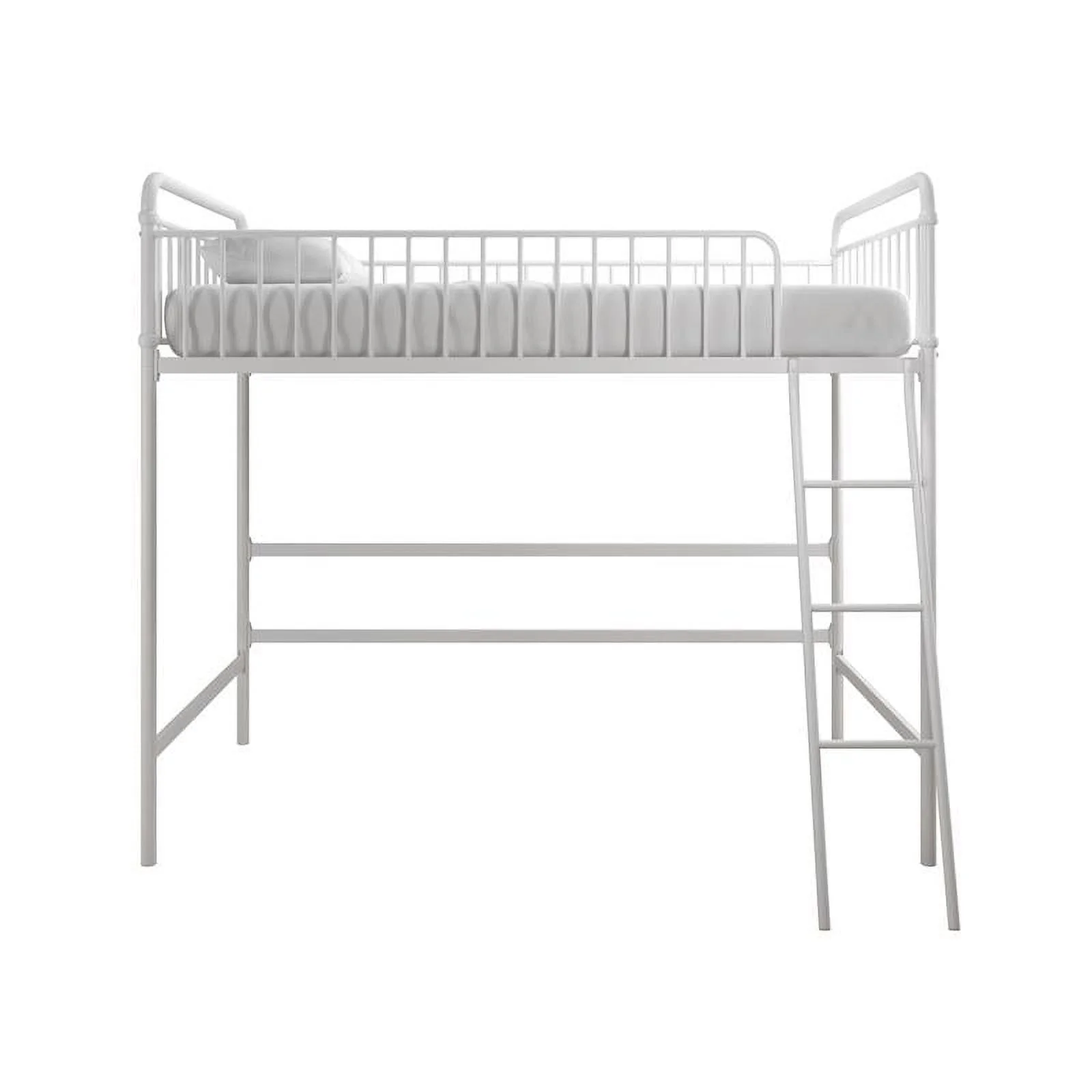 Max & Finn Karcey Twin Metal Loft Bed in White