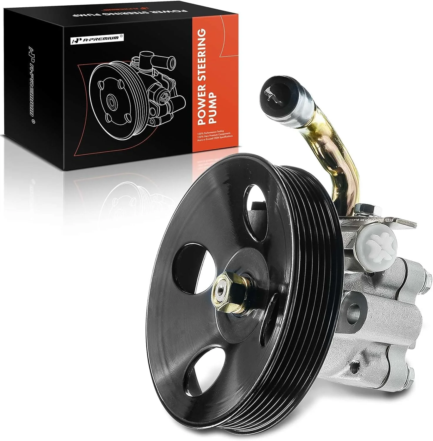 A-Premium Power Steering Pump with Pulley Replacement for Hyundai Tucson 2005-2009 Kia Sportage 2005-2010 (Only for Engine G6BA Only)