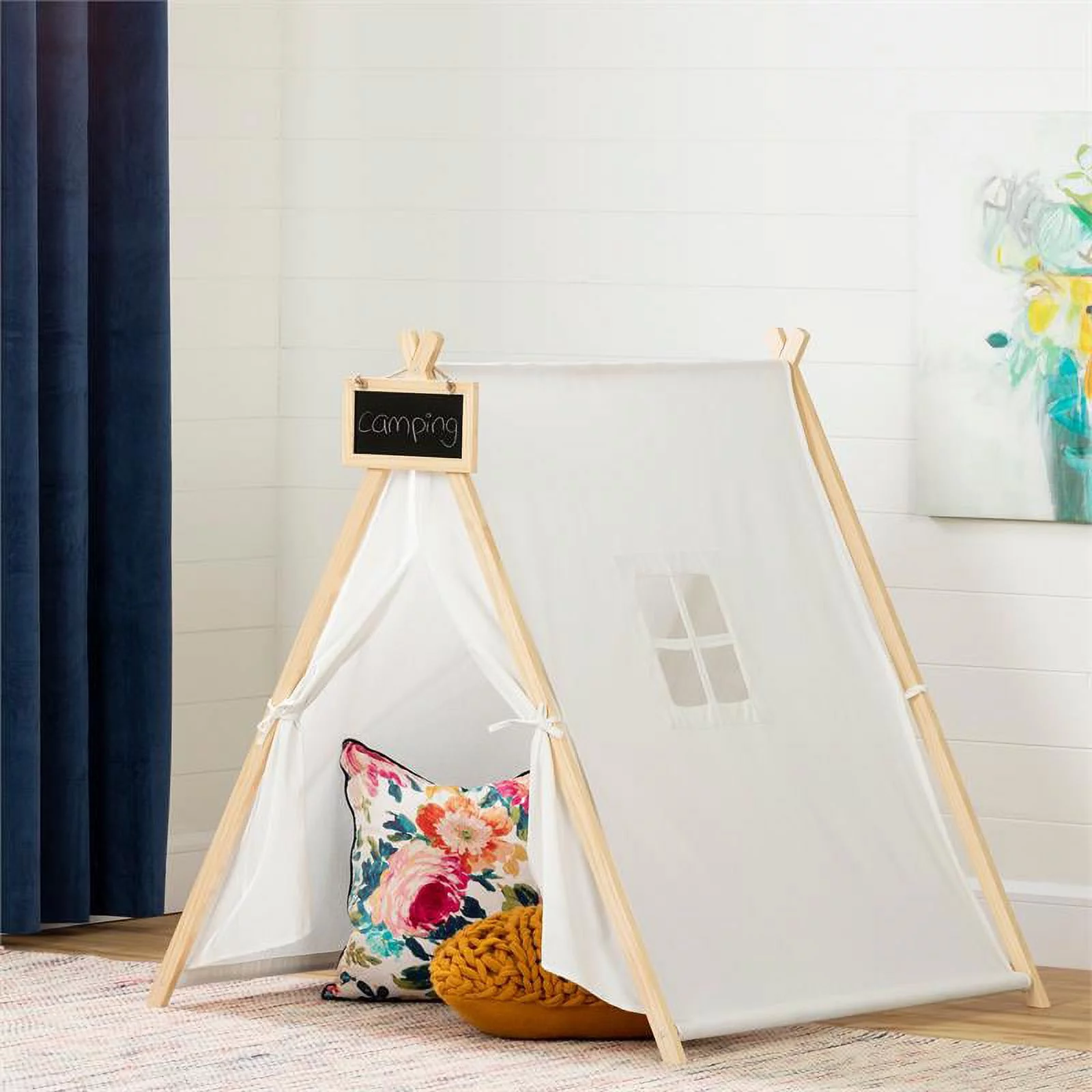 Rosebery Kids Play Tent with Chalkboard in Organic Cotton and Pine