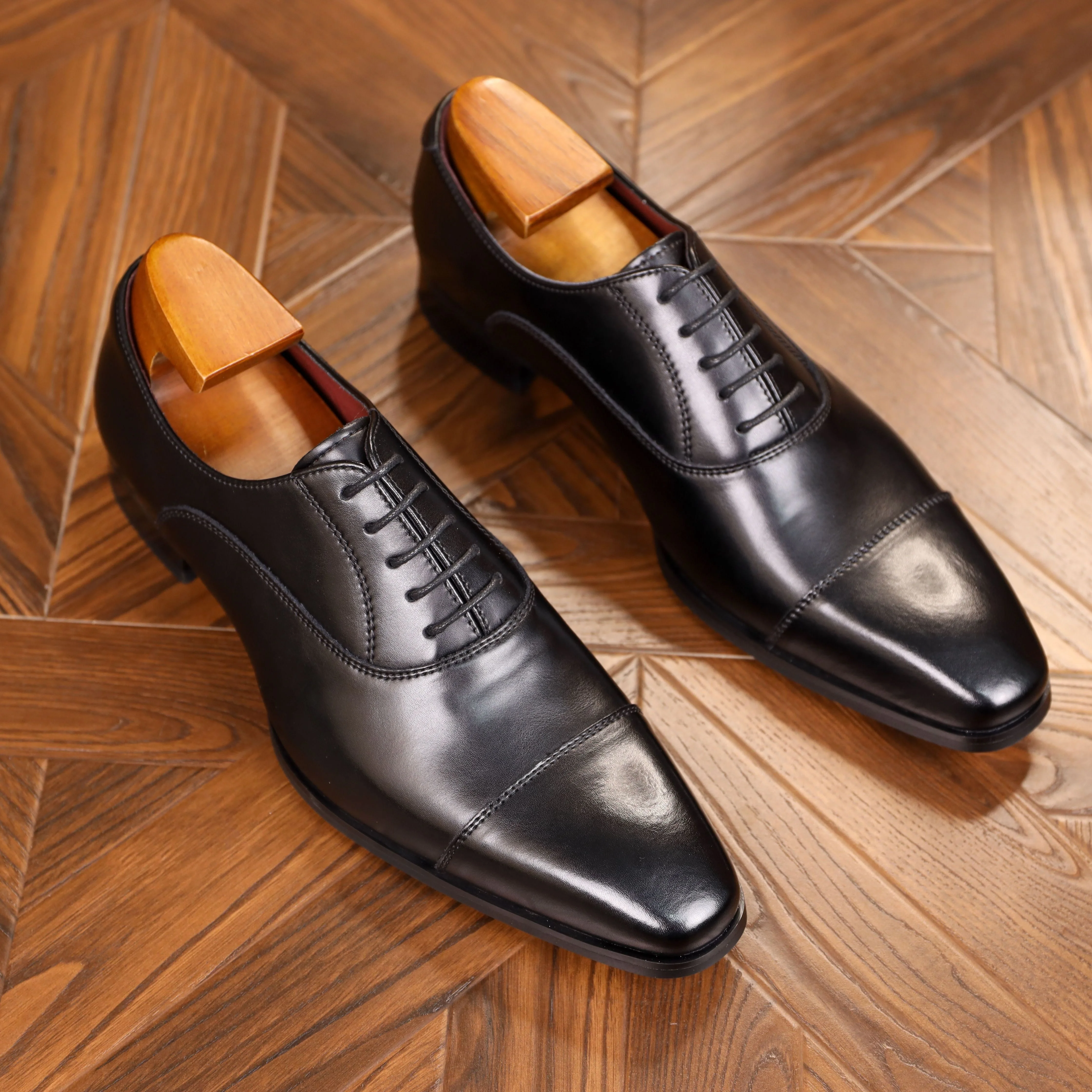 KINODAY Men‘s Formal Oxfords | Comfortable Leather Lace-Up Shoes | Non-Slip  Wear-Resistant Sole | For Business & Weddings