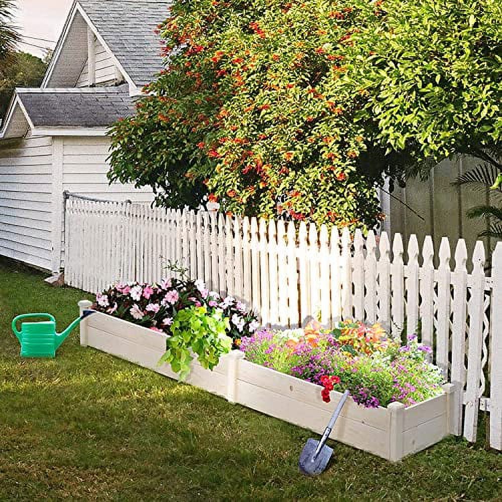 Pure Wooden Raised Garden Bed 8ft Planter Box Kit for Vegetables Herbs, Flowers Natural