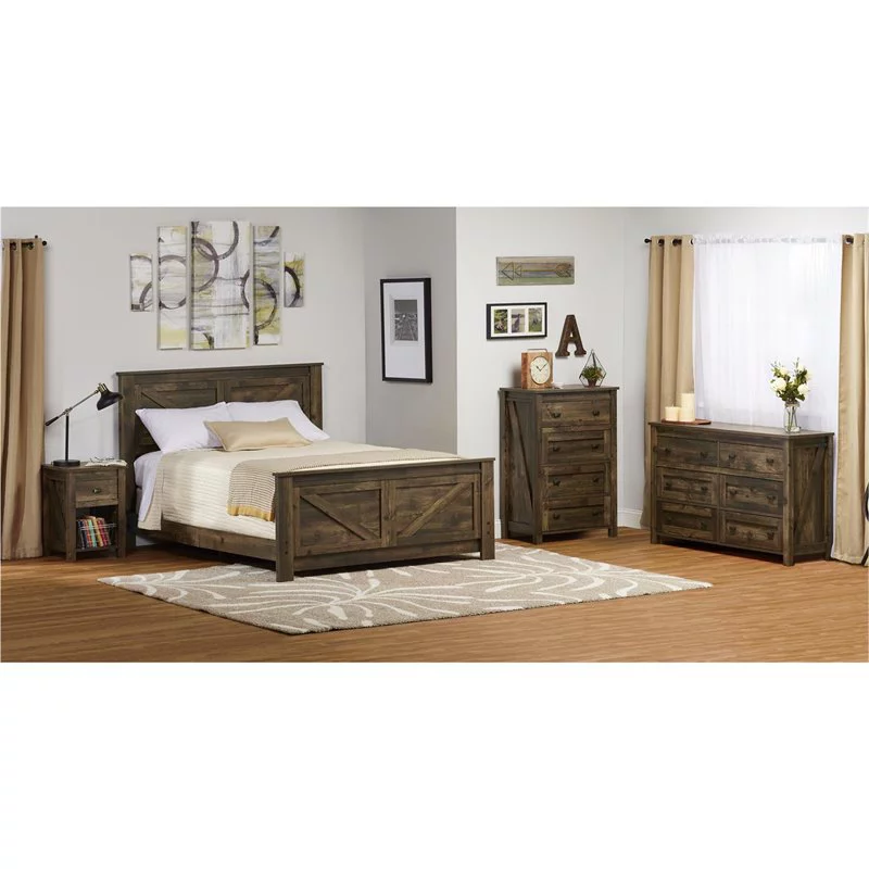 Home Square 2 Piece Bedroom Set with 2 Dressers (6 and 4 Drawer) in Rustic