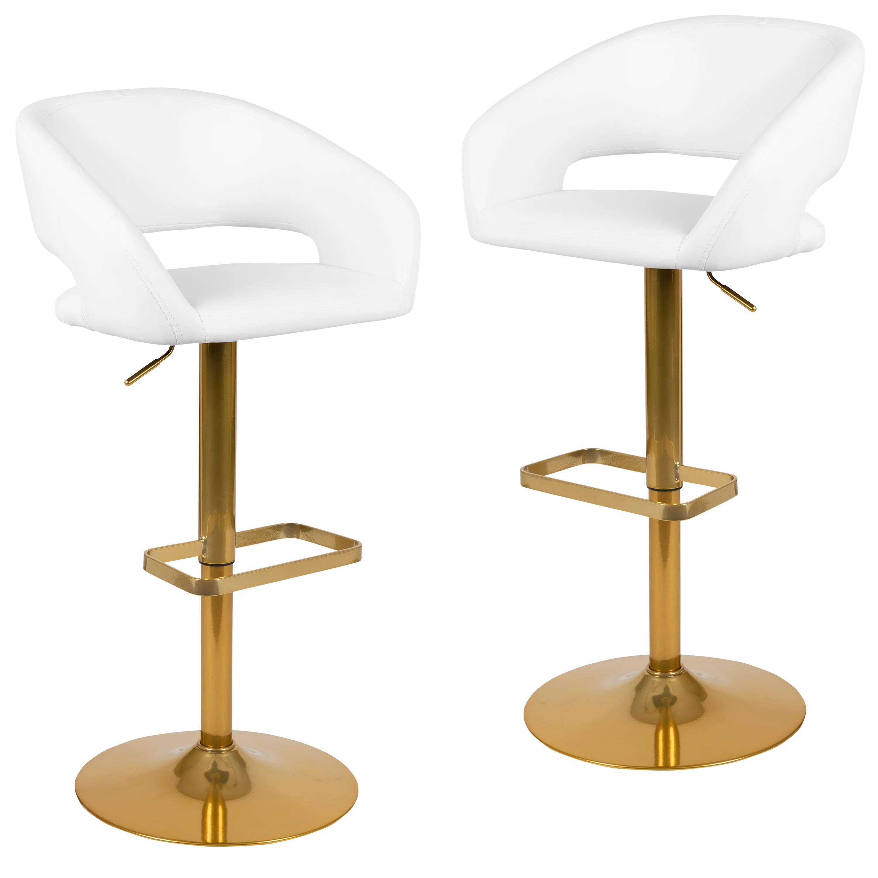 Flash Furniture Erik Vinyl Barstool with Footrest, White, Set of 2