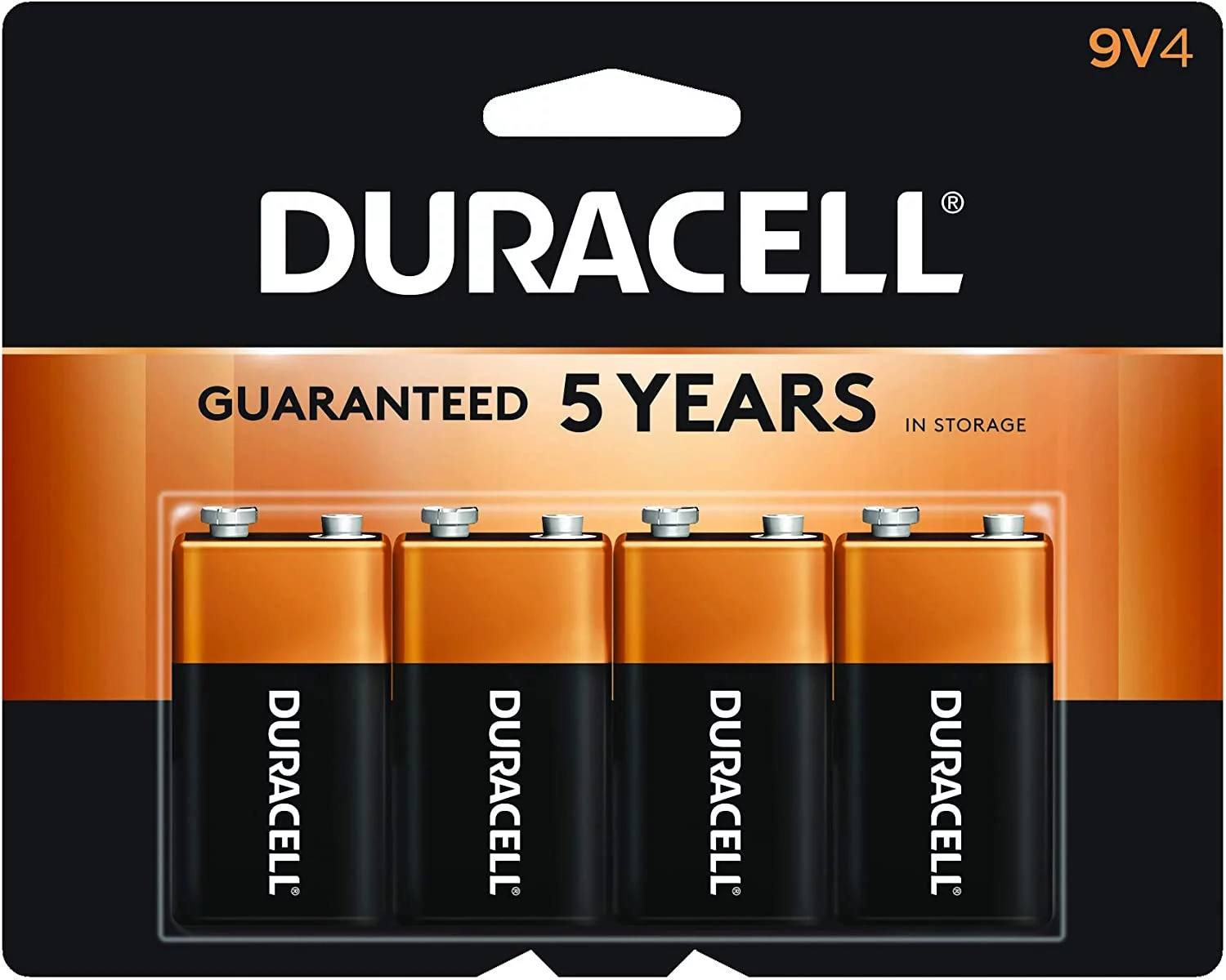 Duracell - CopperTop 9V Alkaline Batteries - long lasting, all-purpose 9 Volt battery for household and business - 4 count