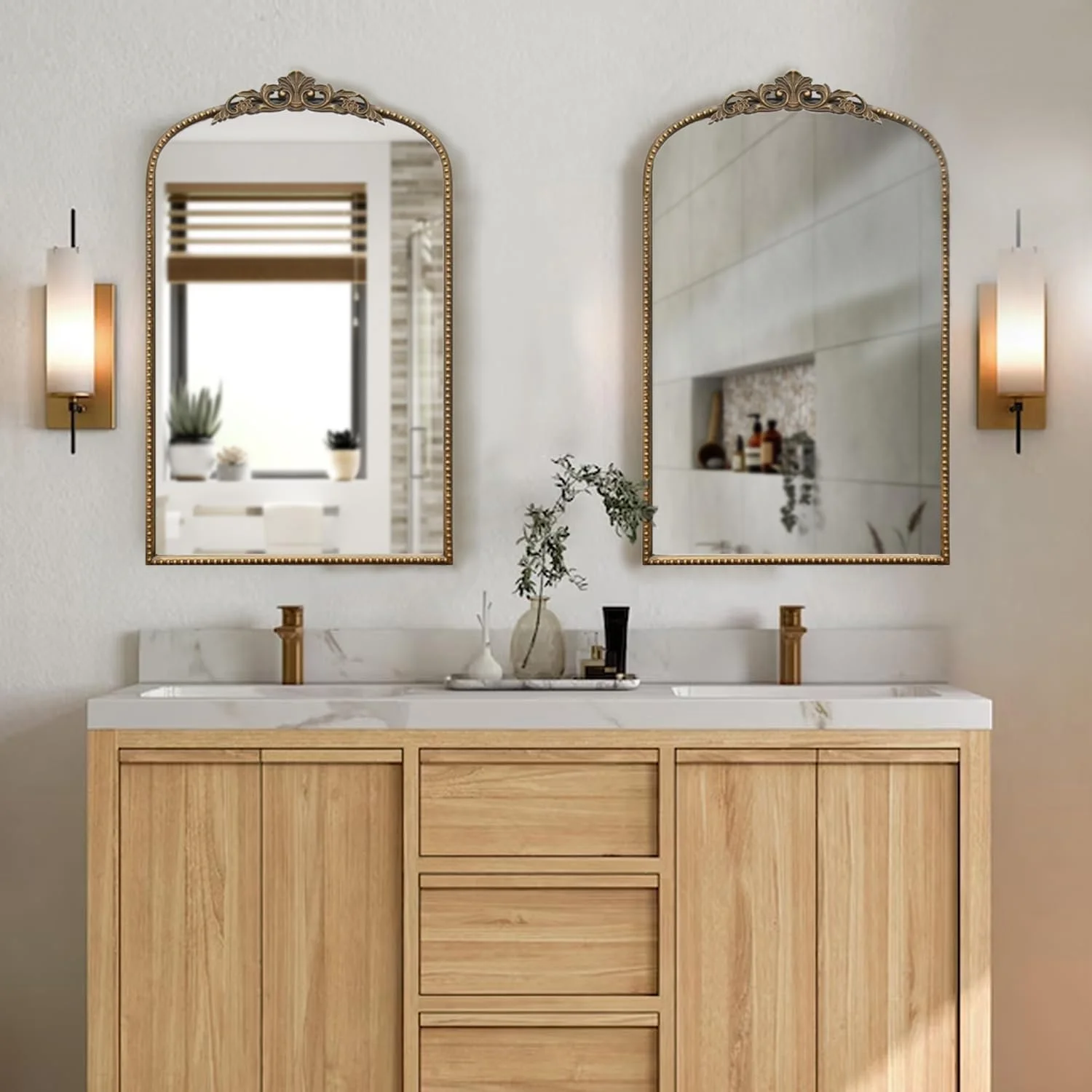 YILAN Antique French Vintage Arched Mirror, 31