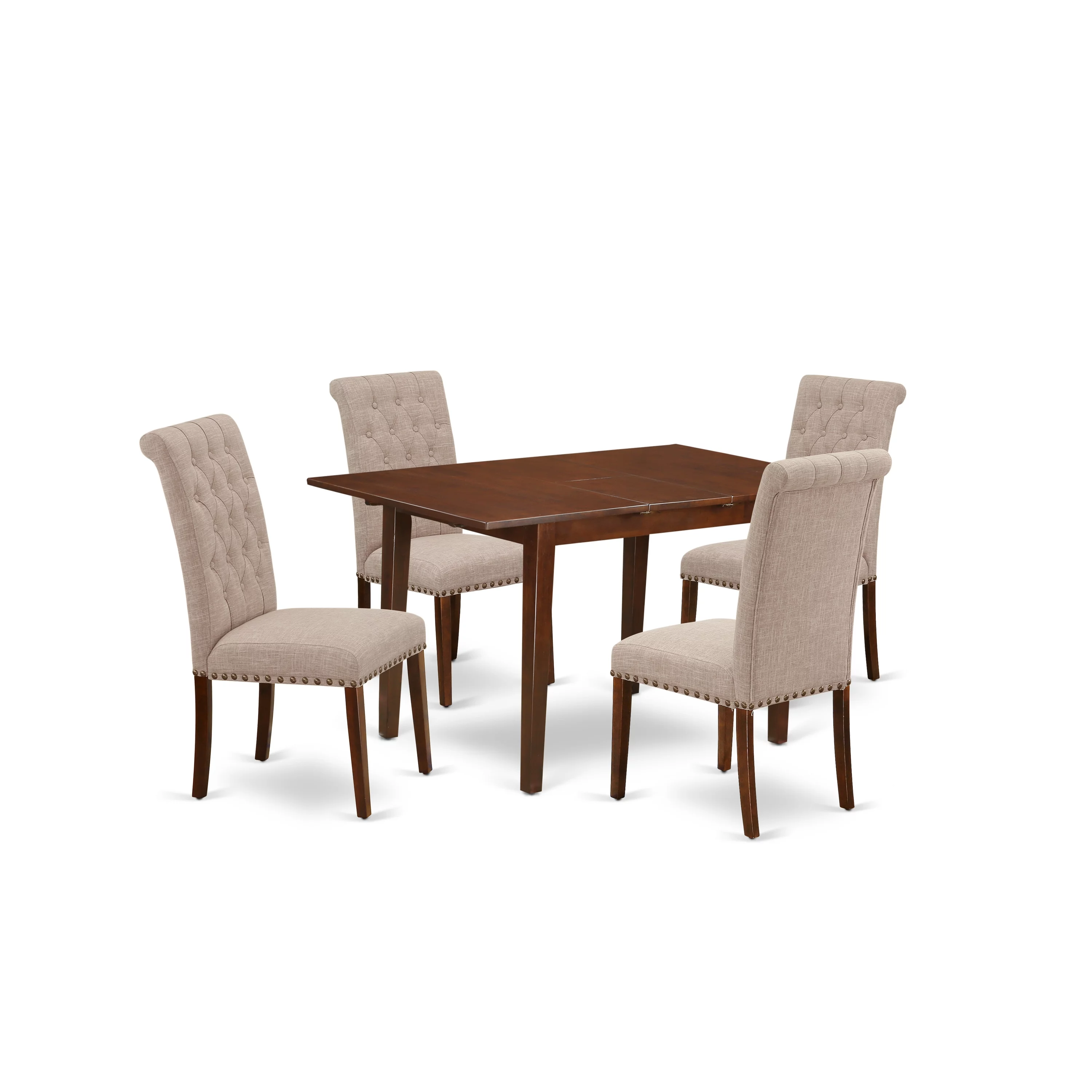 East West Furniture Norfork 5-piece Wood Dining Set in Mahogany/Light Fawn