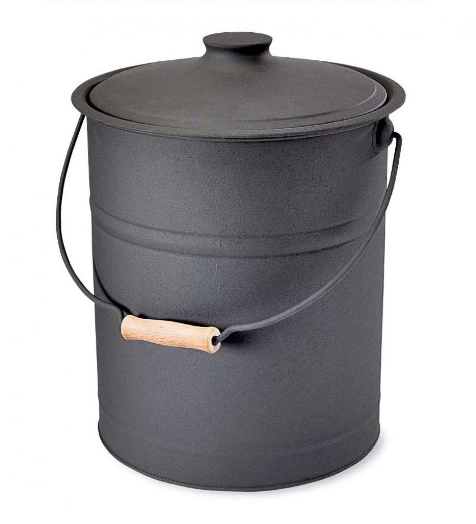 Plow & Hearth Double Bottom Galvanized Steel Ash Bucket with Handle