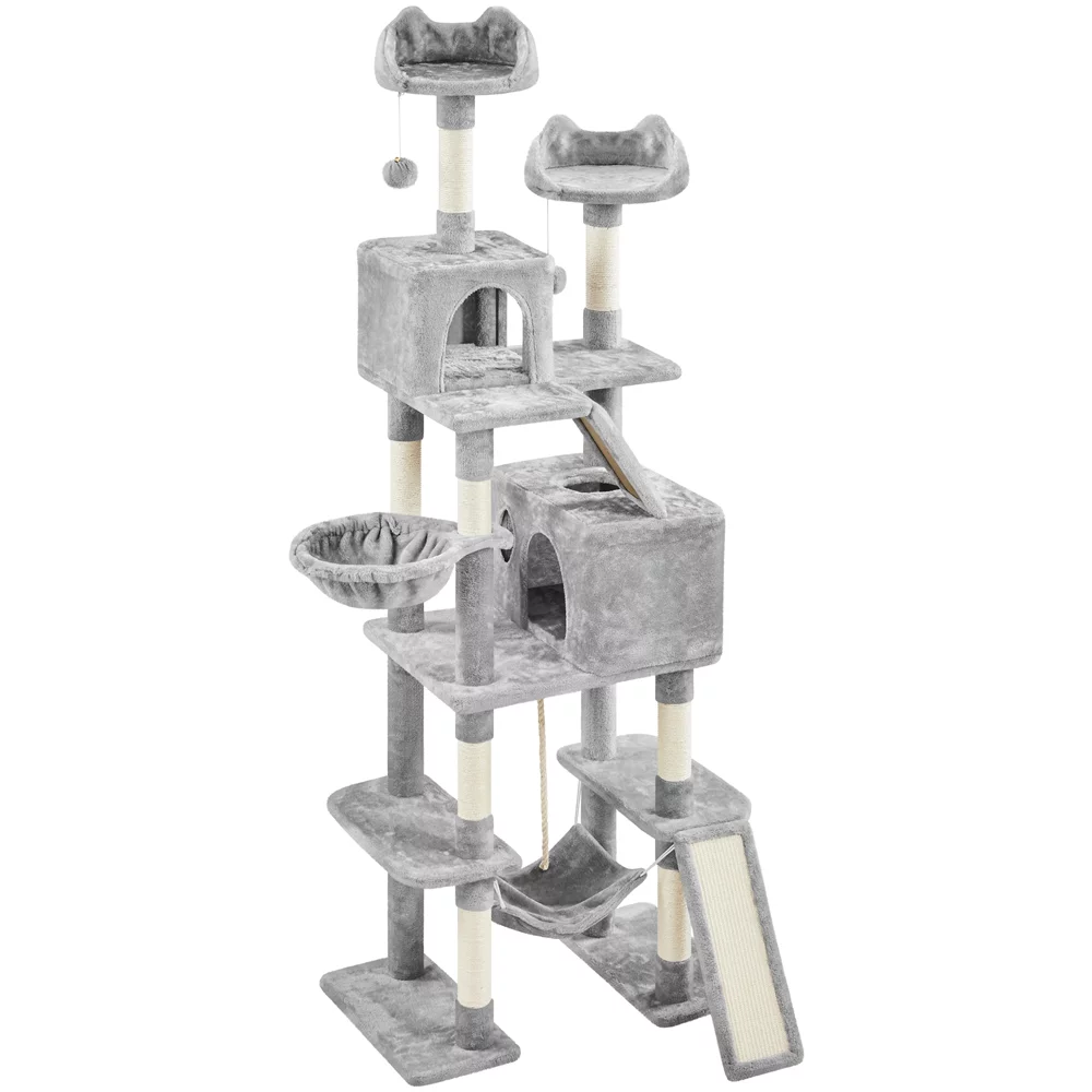 Easyfashion 82.5inch Multi Level Cat Tree, Light Gray
